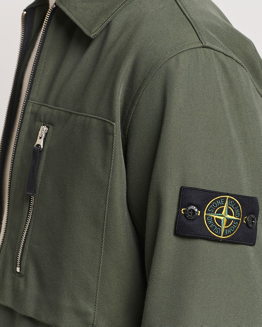 Herre | Skjorter | Stone Island | Cotton Nylon Zip Overshirt Musk