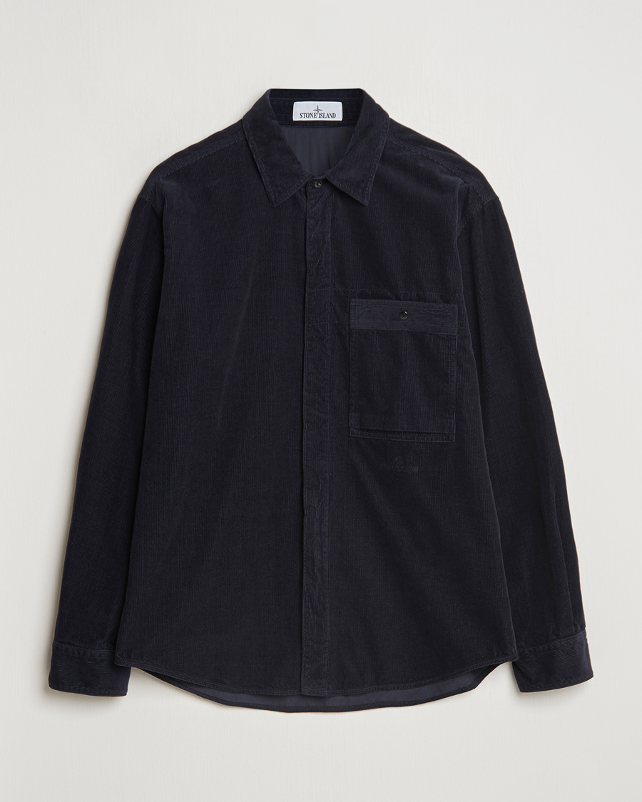 Herre | Skjorter | Stone Island | Cotton Cord Overshirt Navy Blue