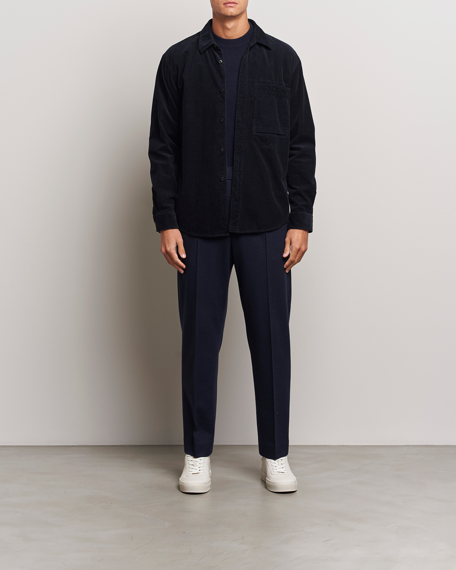 Herre | Skjorter | Stone Island | Cotton Cord Overshirt Navy Blue