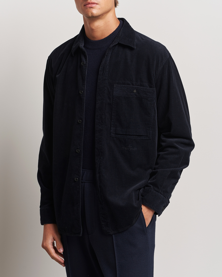 Herre | Skjorter | Stone Island | Cotton Cord Overshirt Navy Blue
