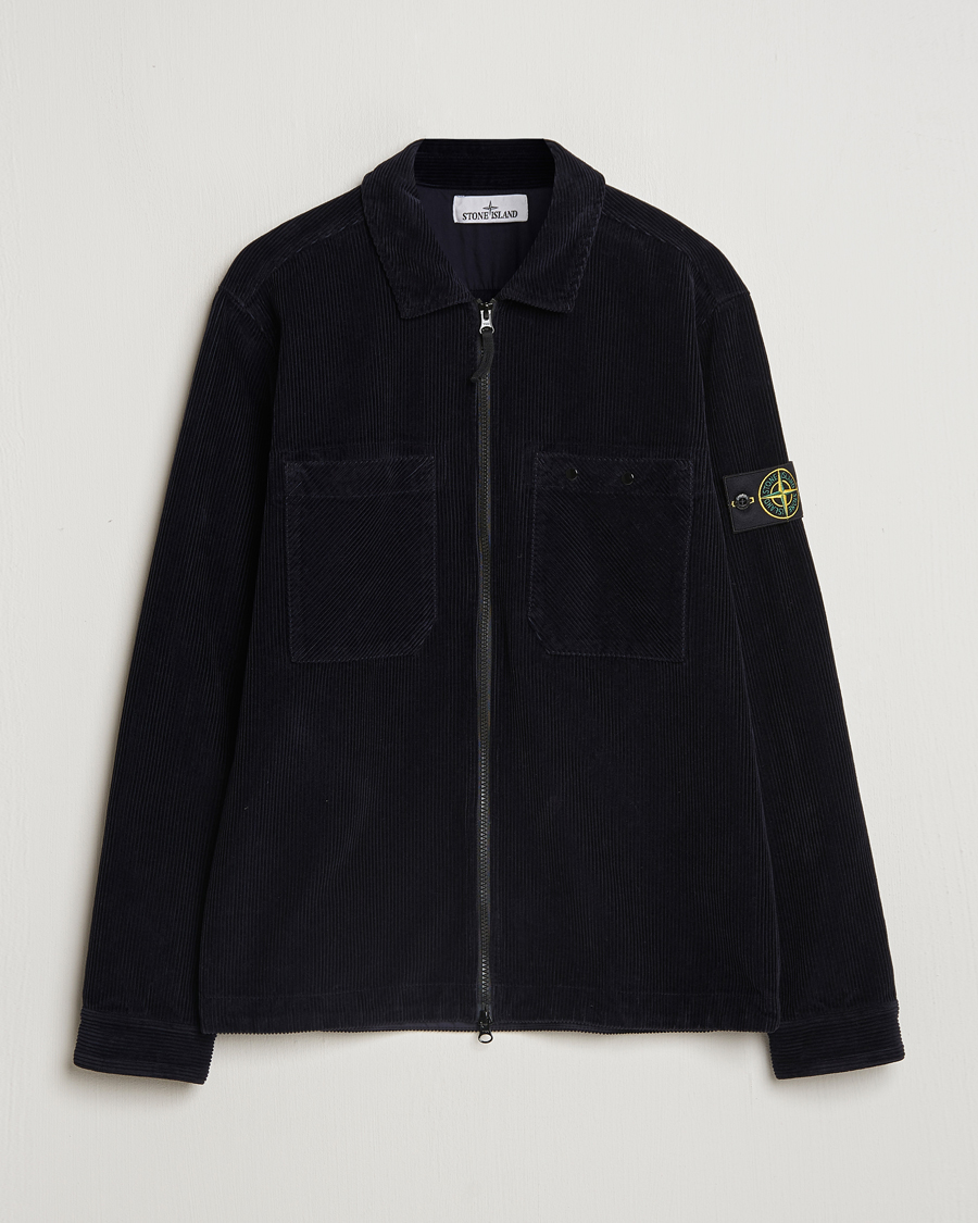 Herre | Skjorter | Stone Island | Garment Dyed Corduroy Overshirt Navy Blue