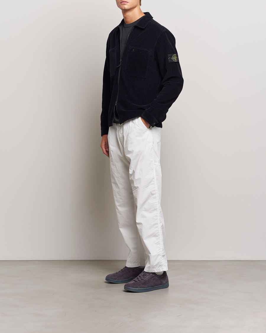 Herre | Skjorter | Stone Island | Garment Dyed Corduroy Overshirt Navy Blue