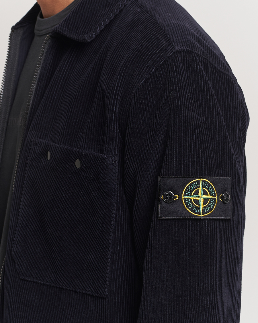Herre | Skjorter | Stone Island | Garment Dyed Corduroy Overshirt Navy Blue