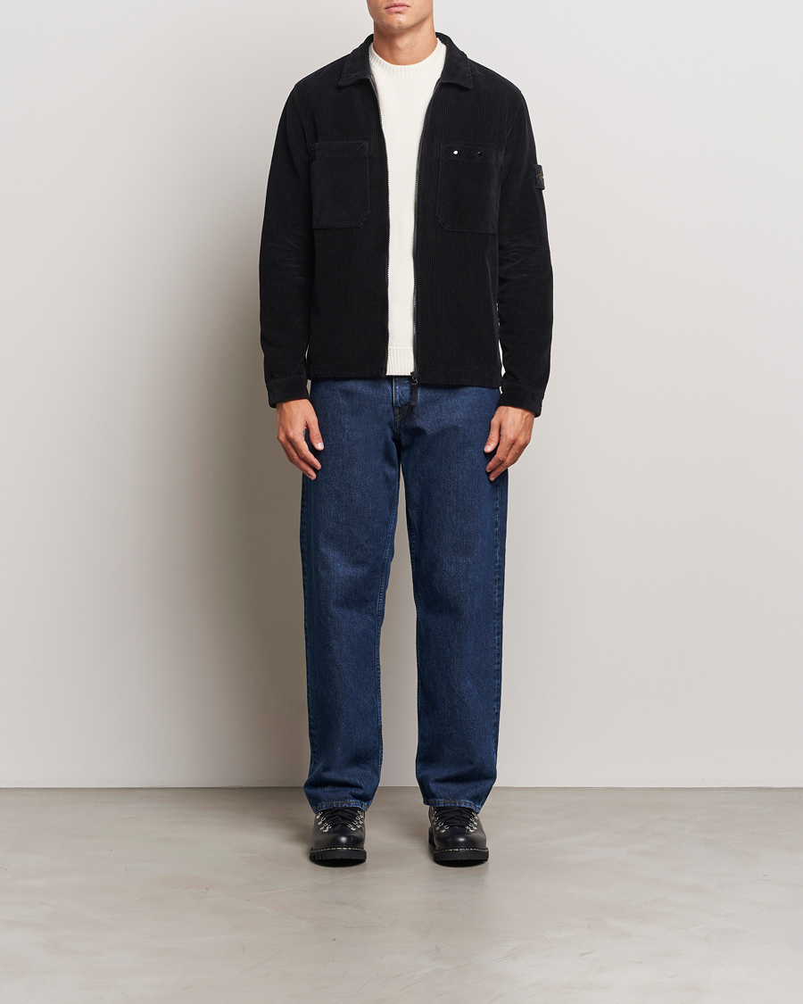 Herre | Skjorter | Stone Island | Garment Dyed Corduroy Overshirt Black