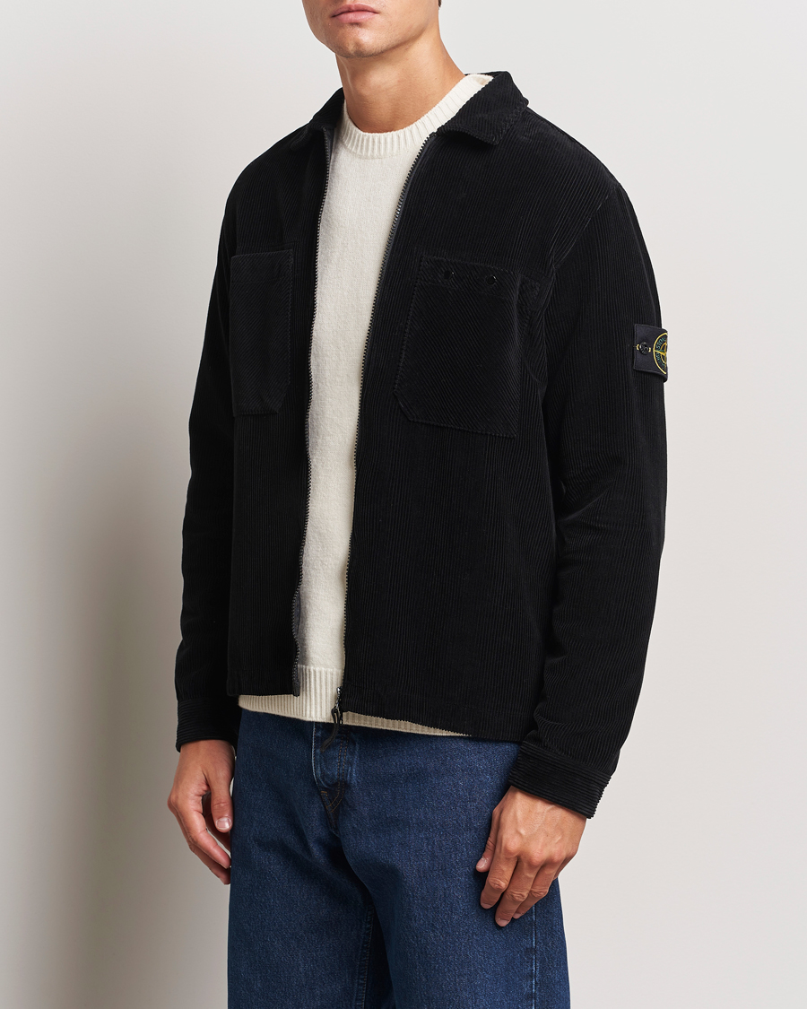 Herre | Skjorter | Stone Island | Garment Dyed Corduroy Overshirt Black