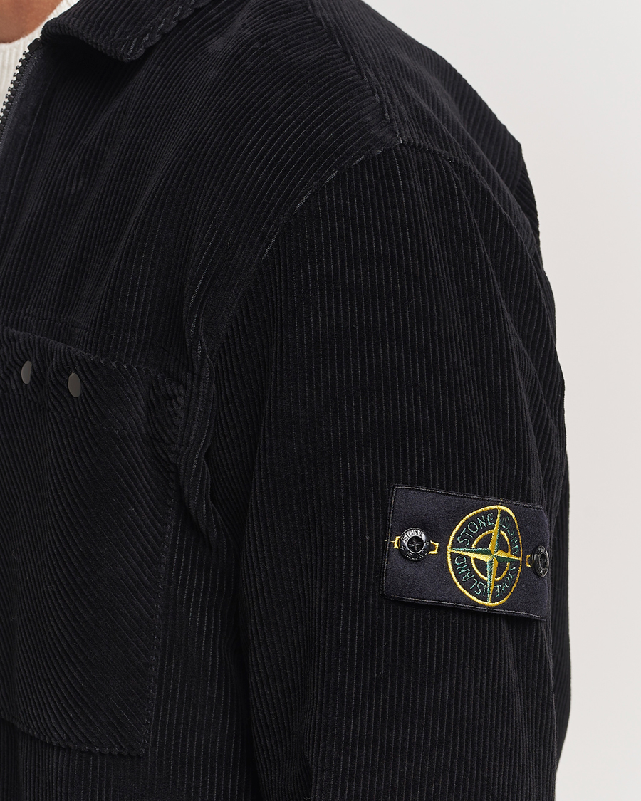 Herre | Skjorter | Stone Island | Garment Dyed Corduroy Overshirt Black