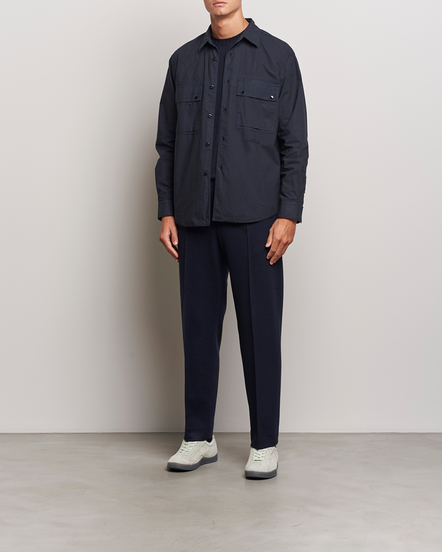 Herre | Skjorter | Stone Island | Garment Dyed Cotton Canvas Overshirt Navy Blue
