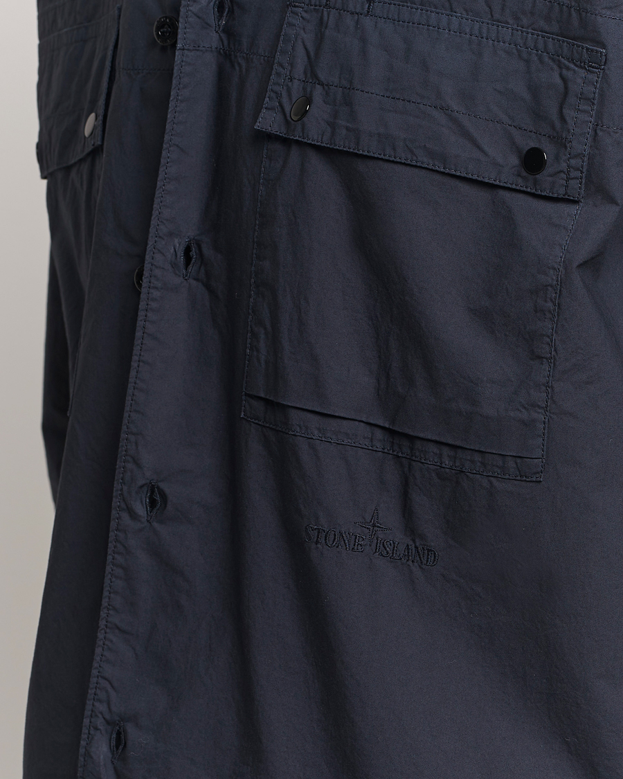 Herre | Skjorter | Stone Island | Garment Dyed Cotton Canvas Overshirt Navy Blue