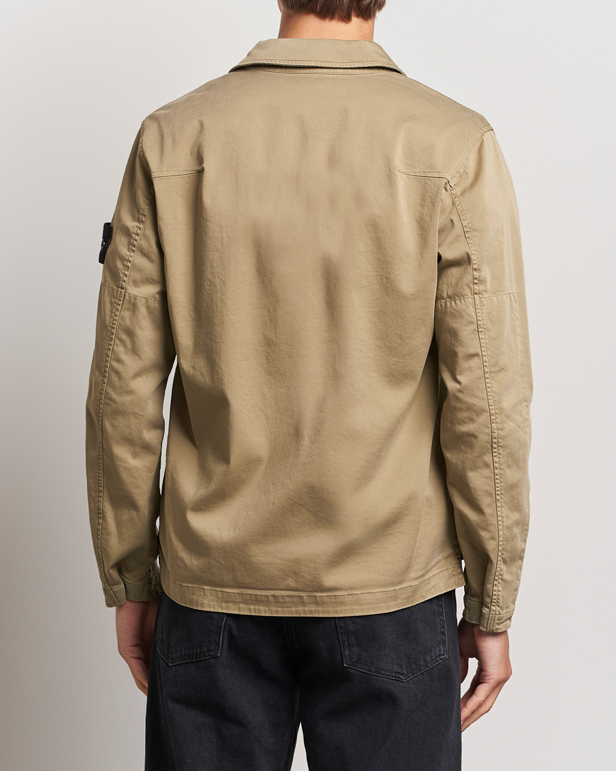 Herre | Skjorter | Stone Island | Garment Dyed Cotton Zip Overshirt Biscuit