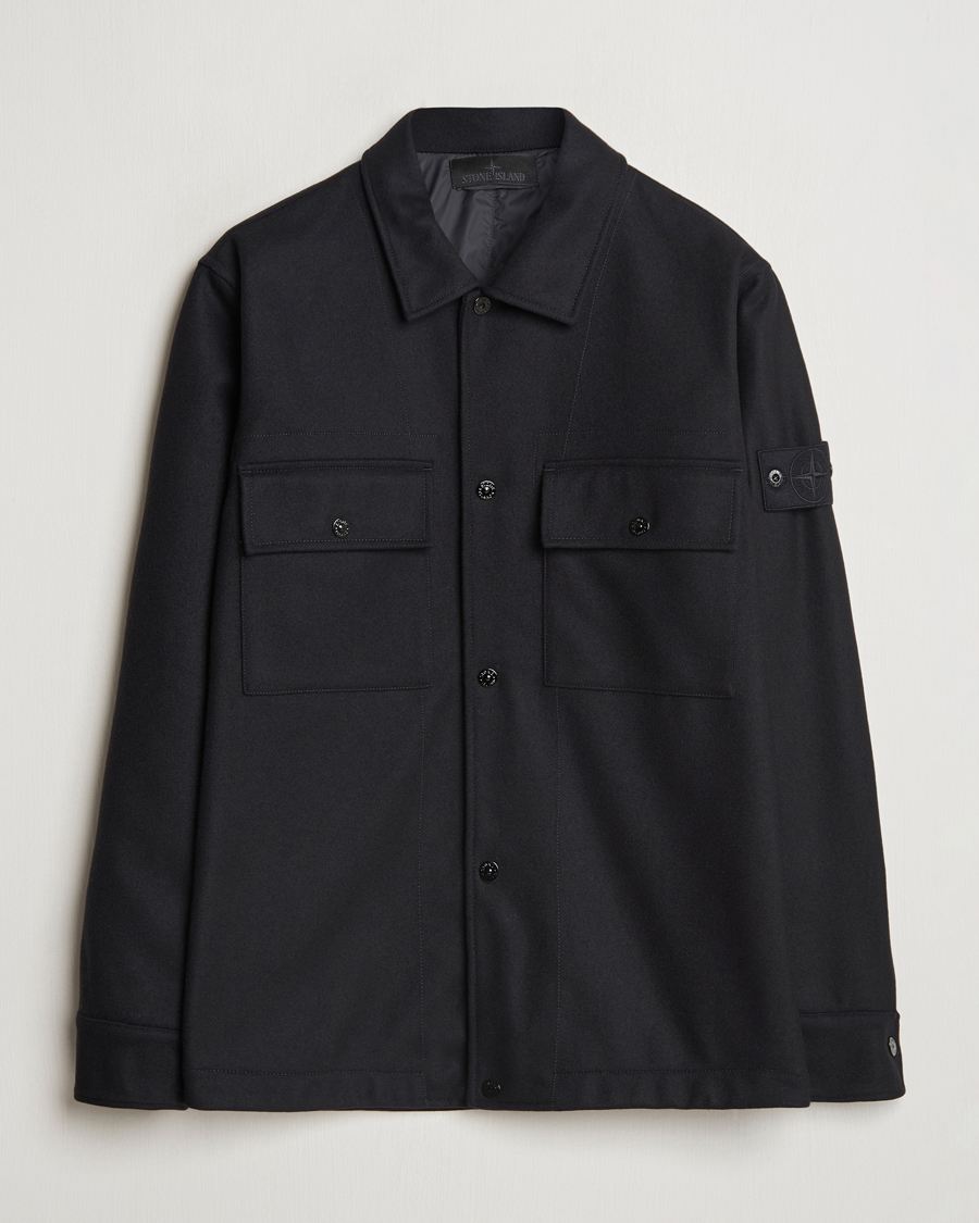 Herre | Skjorter | Stone Island | Ghost Wool/Nylon Flannel Overshirt Black