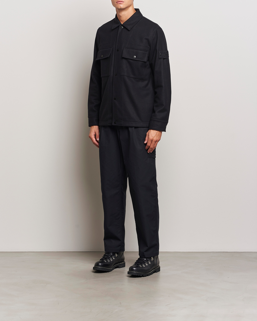Herre | Skjorter | Stone Island | Ghost Wool/Nylon Flannel Overshirt Black