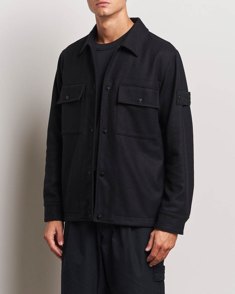 Herre | Skjorter | Stone Island | Ghost Wool/Nylon Flannel Overshirt Black