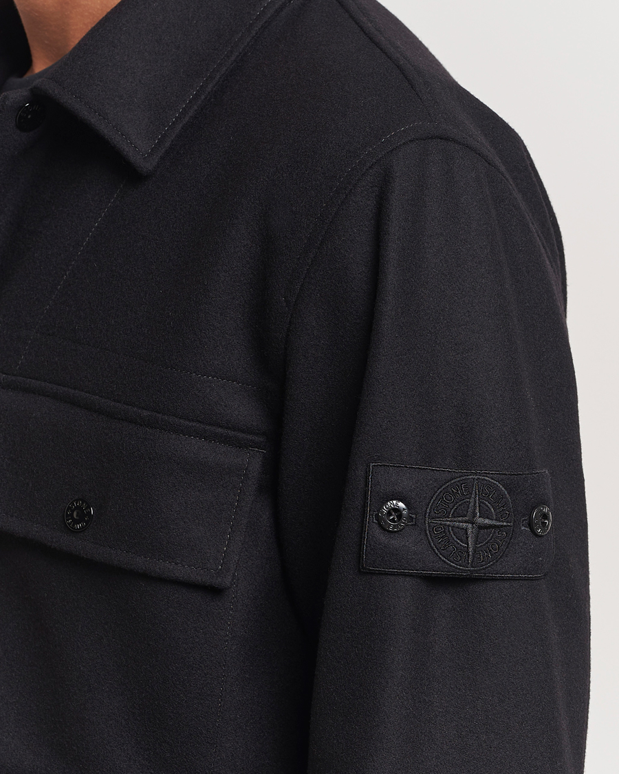 Herre | Skjorter | Stone Island | Ghost Wool/Nylon Flannel Overshirt Black