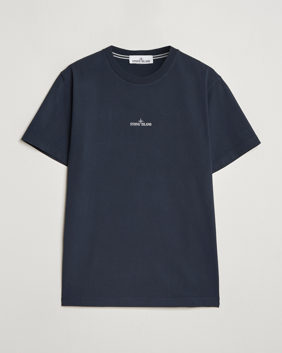 Herre | T-Shirts | Stone Island | Garment Dyed Jersey Logo T-Shirt Navy Blue