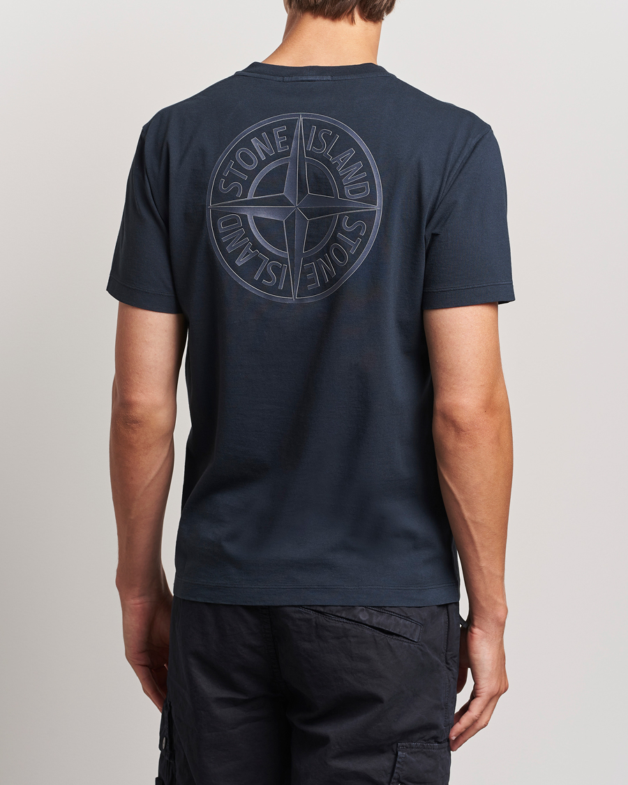 Herre | T-Shirts | Stone Island | Garment Dyed Jersey Logo T-Shirt Navy Blue