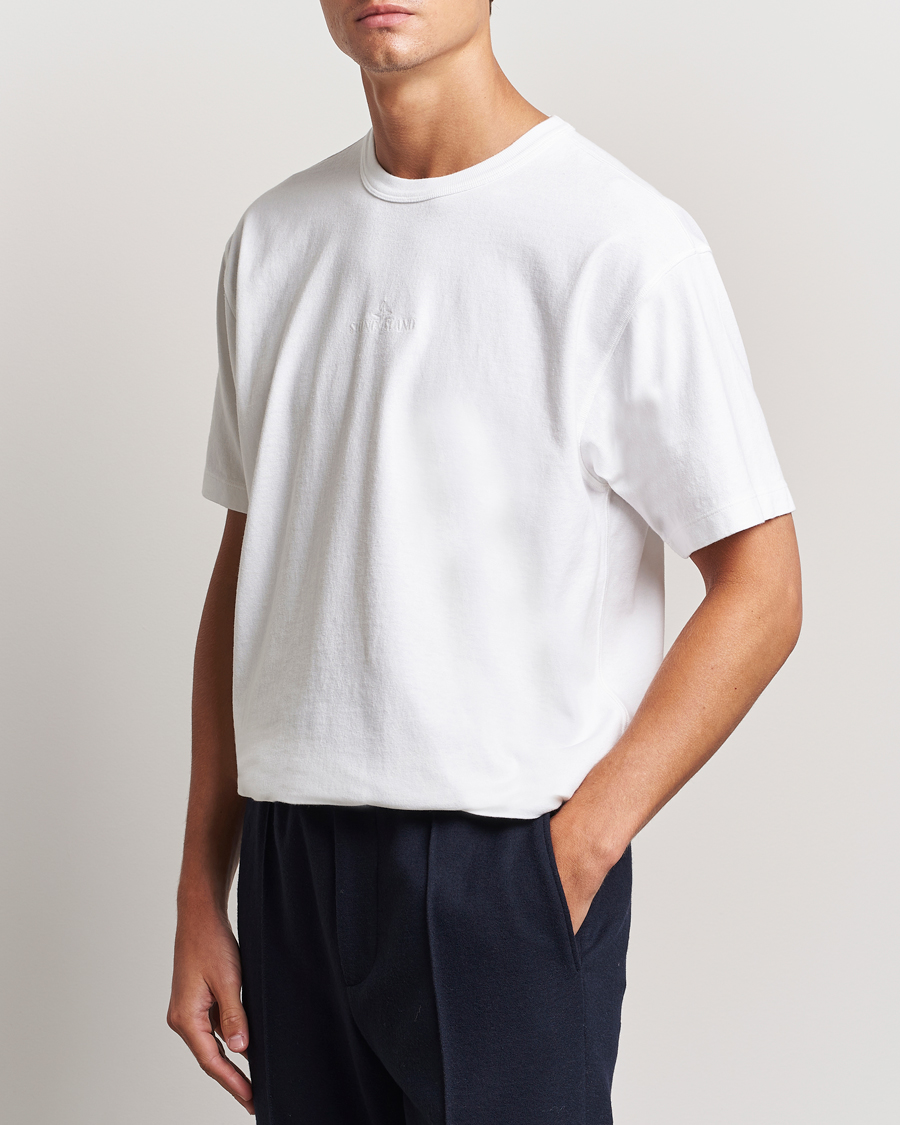 Herre | T-Shirts | Stone Island | Old Dyed Cotton Logo T-Shirt White