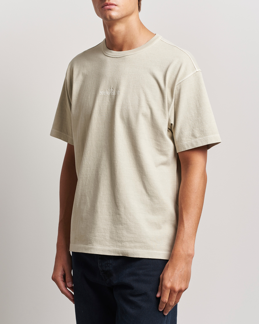 Herre | T-Shirts | Stone Island | Old Dyed Cotton Logo T-Shirt Plaster