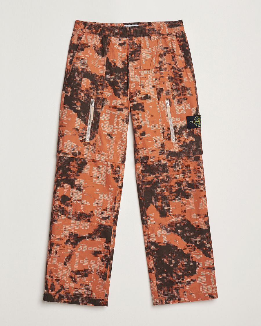 Herre | Bukser | Stone Island | Brused Cotton Canvas Camo Cargo Pants Orange