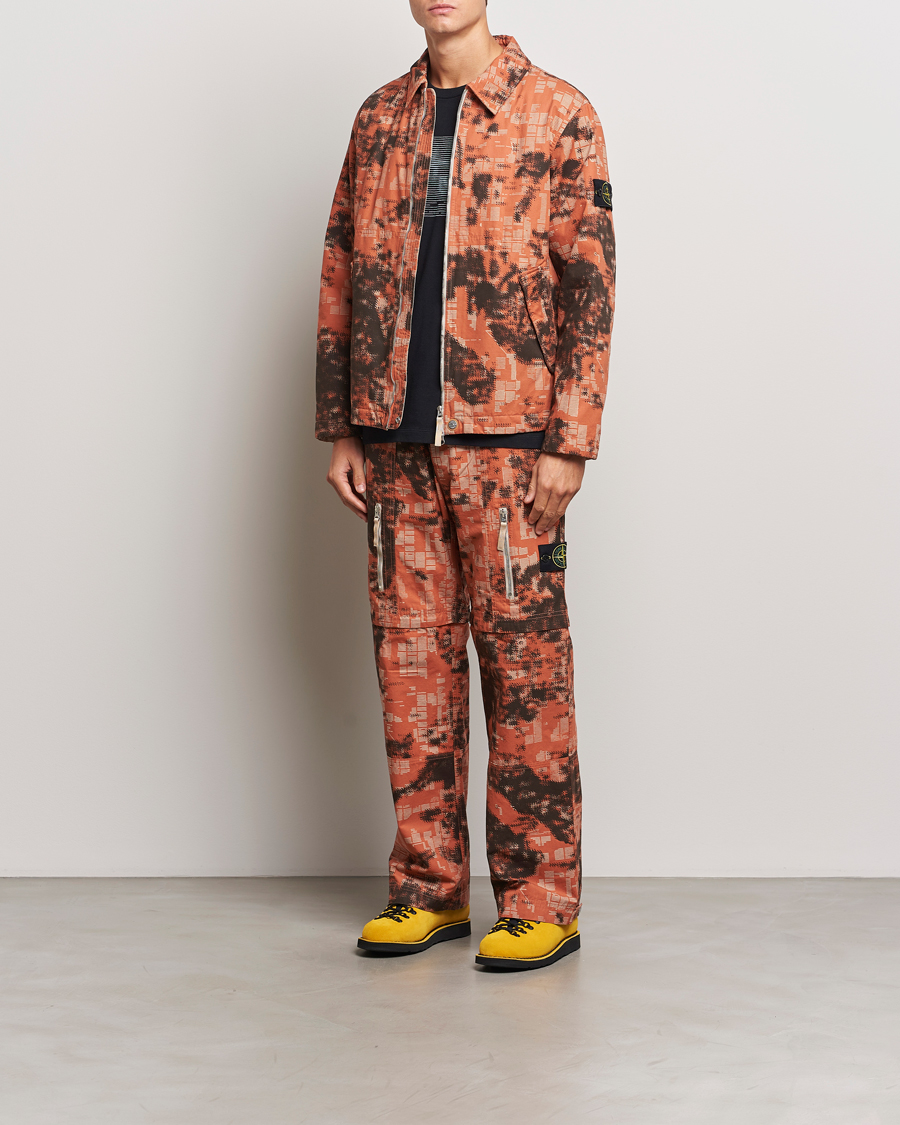 Herre | Bukser | Stone Island | Brused Cotton Canvas Camo Cargo Pants Orange