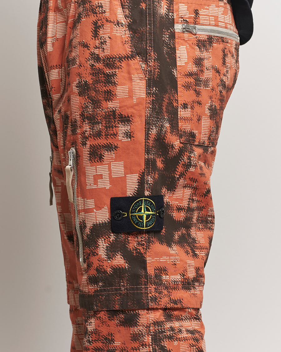 Herre | Bukser | Stone Island | Brused Cotton Canvas Camo Cargo Pants Orange