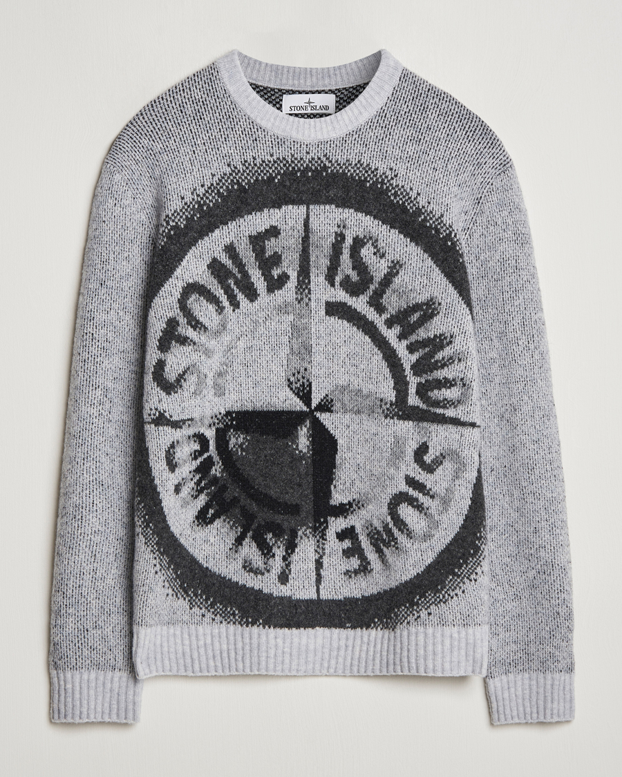 Herre | Gensere | Stone Island | Jacquard Knitted Wool Crew Neck Grey