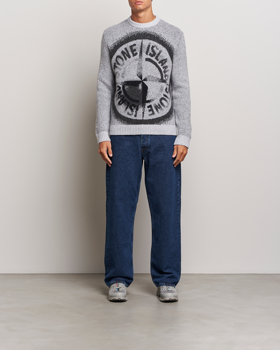 Herre | Gensere | Stone Island | Jacquard Knitted Wool Crew Neck Grey
