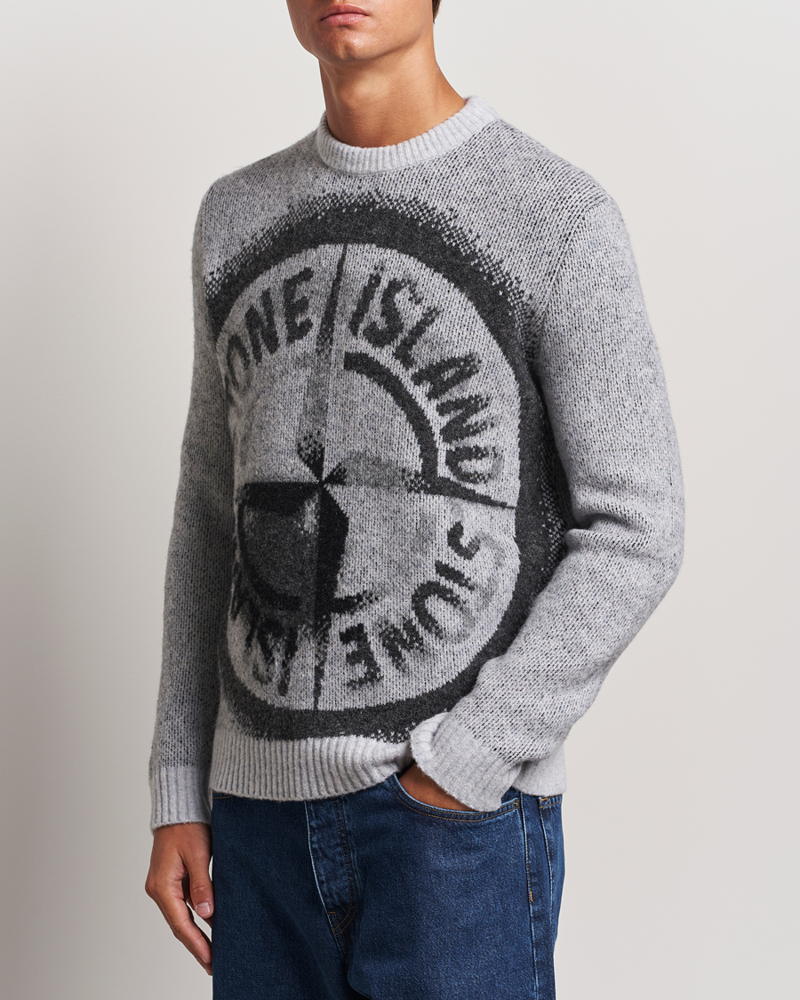 Herre | Gensere | Stone Island | Jacquard Knitted Wool Crew Neck Grey