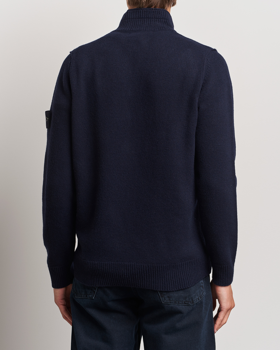 Herre | Gensere | Stone Island | Knitted Lambswool Half Button Zip Navy Blue