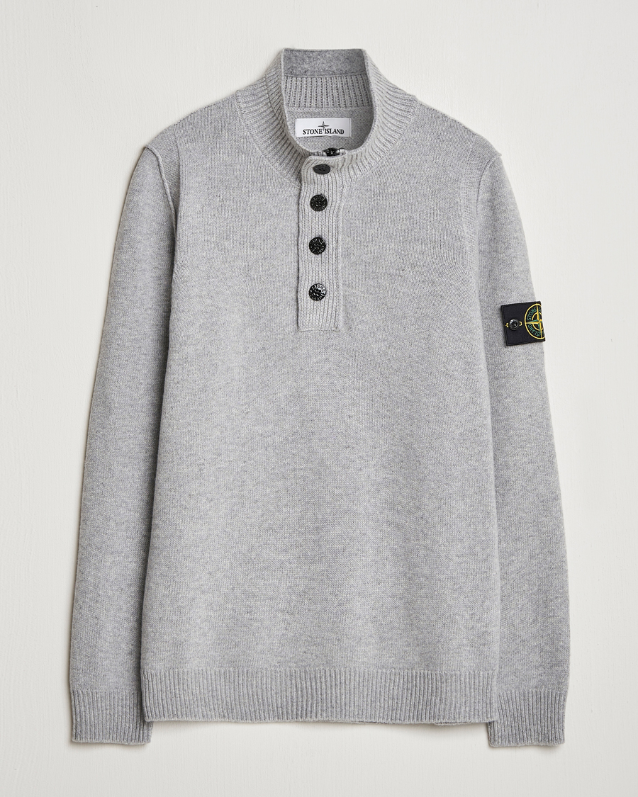 Herre | Gensere | Stone Island | Knitted Lambswool Half Button Zip Melange Grey