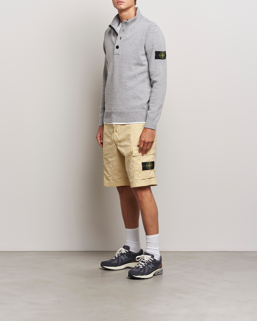 Herre | Gensere | Stone Island | Knitted Lambswool Half Button Zip Melange Grey