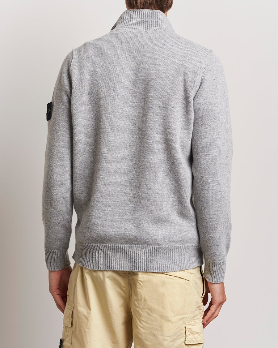 Herre | Gensere | Stone Island | Knitted Lambswool Half Button Zip Melange Grey