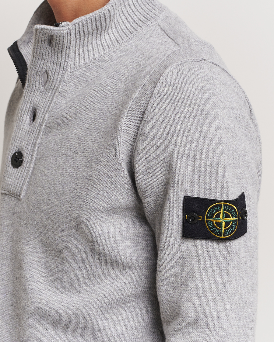 Herre | Gensere | Stone Island | Knitted Lambswool Half Button Zip Melange Grey