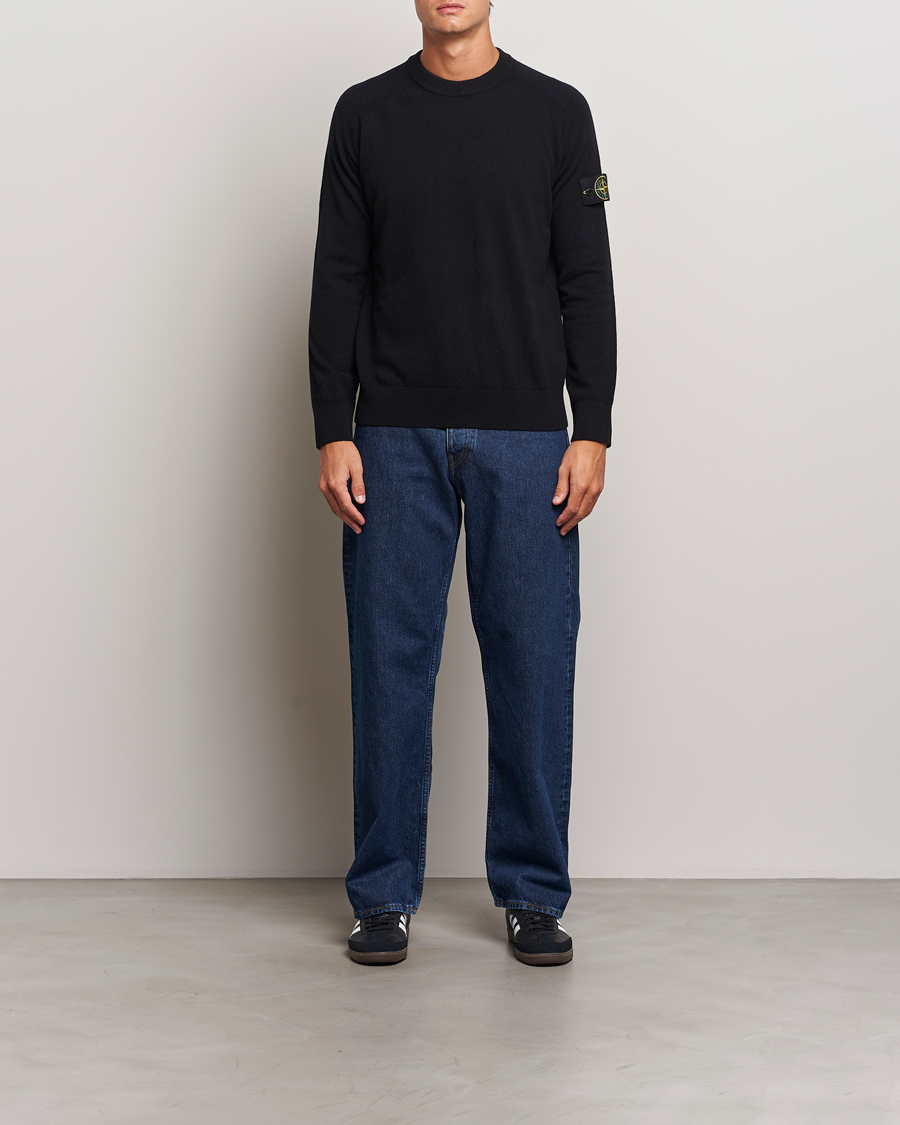 Herre | Gensere | Stone Island | Cardigan Knit Geelong Wool Crew Neck Black