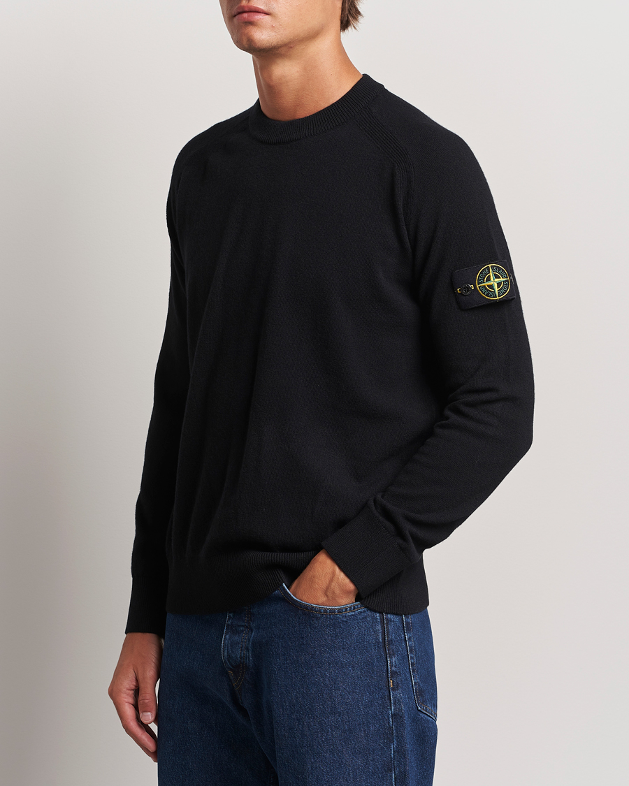 Herre | Gensere | Stone Island | Cardigan Knit Geelong Wool Crew Neck Black