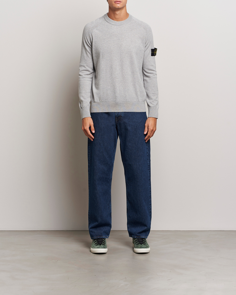 Herre | Gensere | Stone Island | Cardigan Knit Geelong Wool Crew Neck Melange Grey