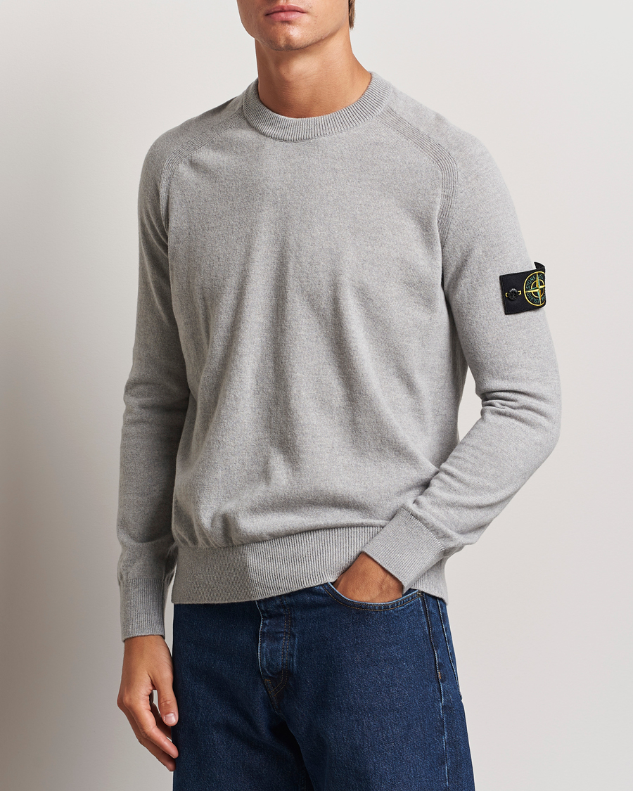 Herre | Gensere | Stone Island | Cardigan Knit Geelong Wool Crew Neck Melange Grey