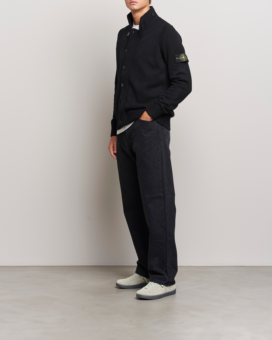 Herre | Gensere | Stone Island | Knitted Lambswool Zip Cardigan Black