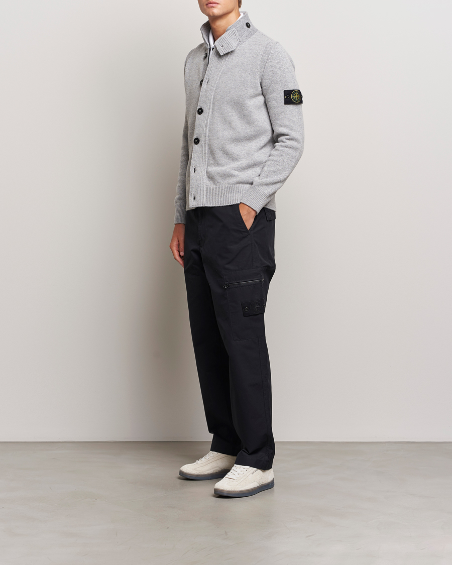 Herre | Gensere | Stone Island | Knitted Lambswool Zip Cardigan Melange Grey