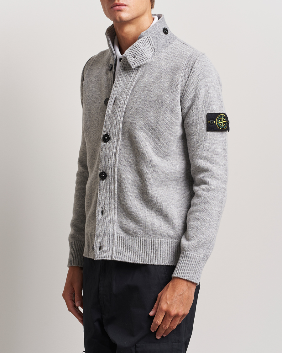 Herre | Gensere | Stone Island | Knitted Lambswool Zip Cardigan Melange Grey