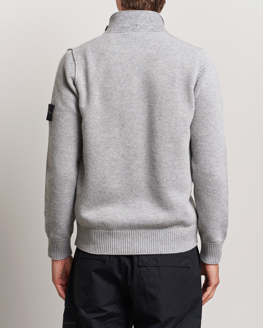 Herre | Gensere | Stone Island | Knitted Lambswool Zip Cardigan Melange Grey