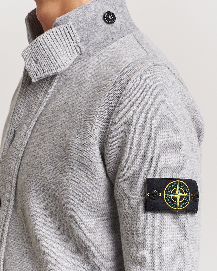 Herre | Gensere | Stone Island | Knitted Lambswool Zip Cardigan Melange Grey