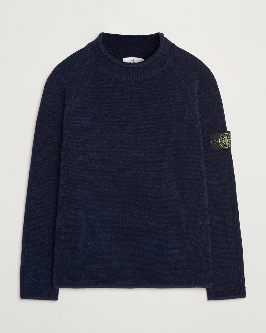 Herre | Gensere | Stone Island | Cotton Chenille Mock Neck Navy Blue