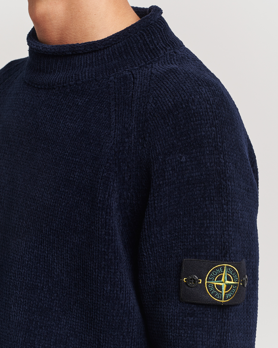 Herre | Gensere | Stone Island | Cotton Chenille Mock Neck Navy Blue