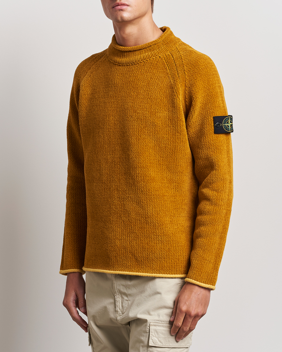 Herre | Gensere | Stone Island | Cotton Chenille Mock Neck Mustard