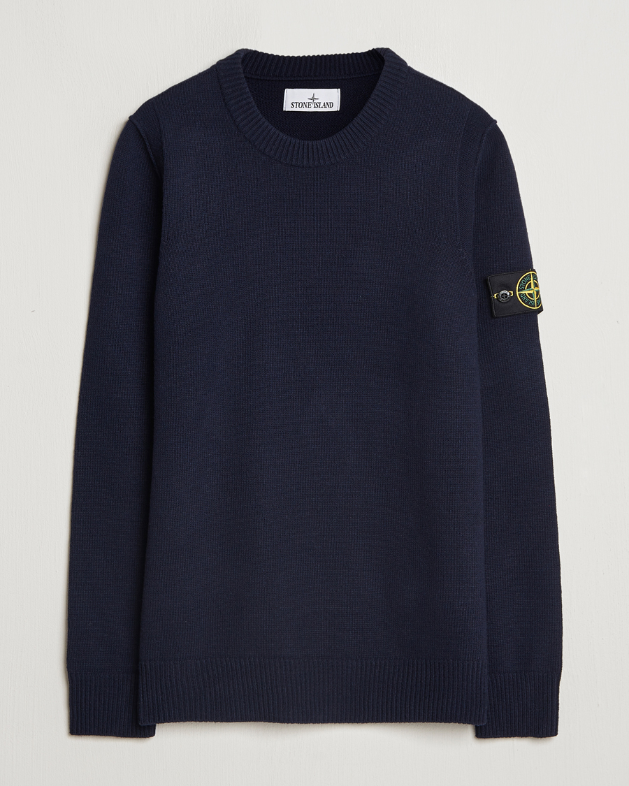 Herre | Gensere | Stone Island | Knitted Lambwool Sweater Navy Blue