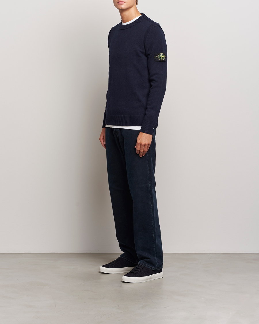 Herre | Gensere | Stone Island | Knitted Lambwool Sweater Navy Blue