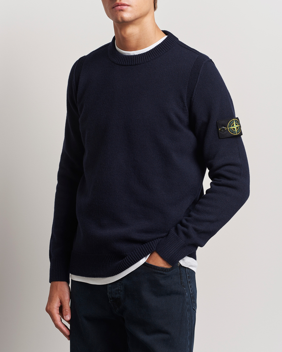 Herre | Gensere | Stone Island | Knitted Lambwool Sweater Navy Blue
