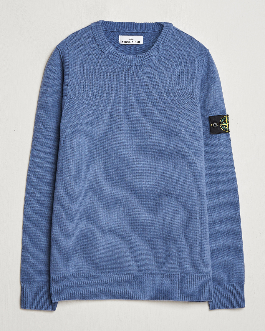 Herre | Gensere | Stone Island | Knitted Lambwool Sweater Mid Blue