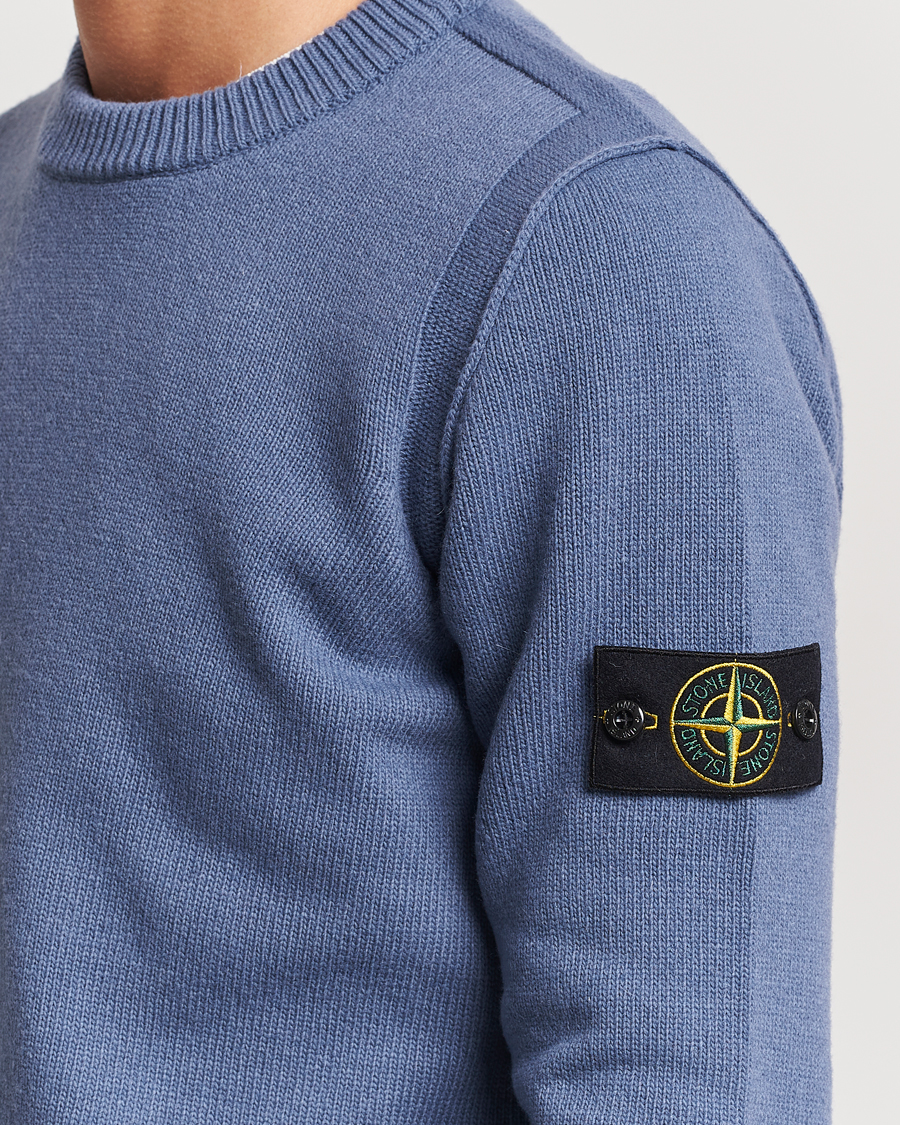 Herre | Gensere | Stone Island | Knitted Lambwool Sweater Mid Blue