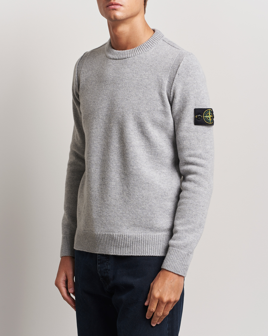 Herre | Gensere | Stone Island | Knitted Lambwool Sweater Melange Grey